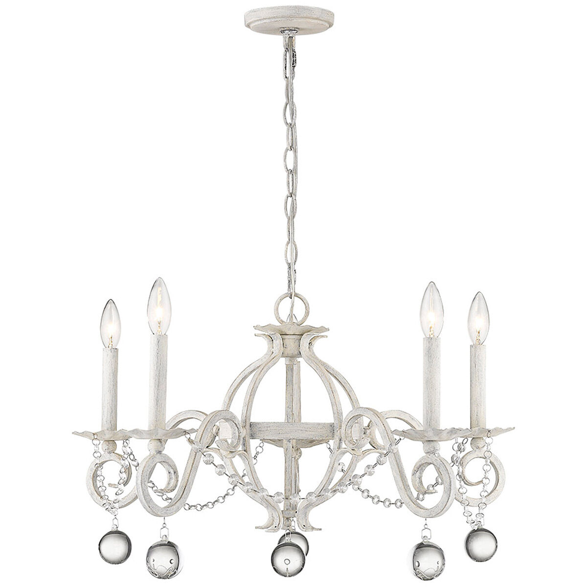 Callie 5 Light 26 inch Country White Chandelier Ceiling Light