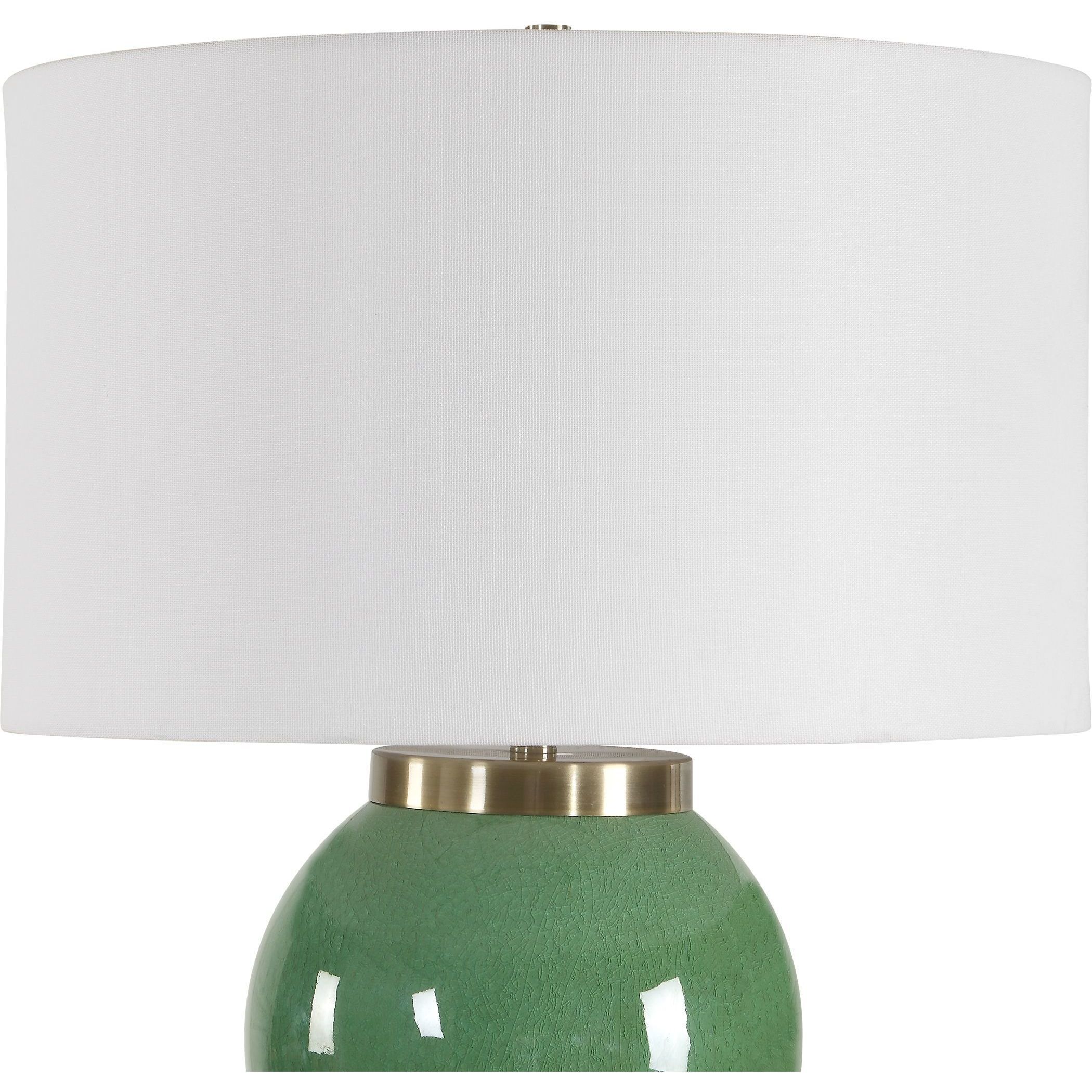 Banner 28 inch 150 watt Moss Green Glaze and Antique Brass Table Lamp Portable Light