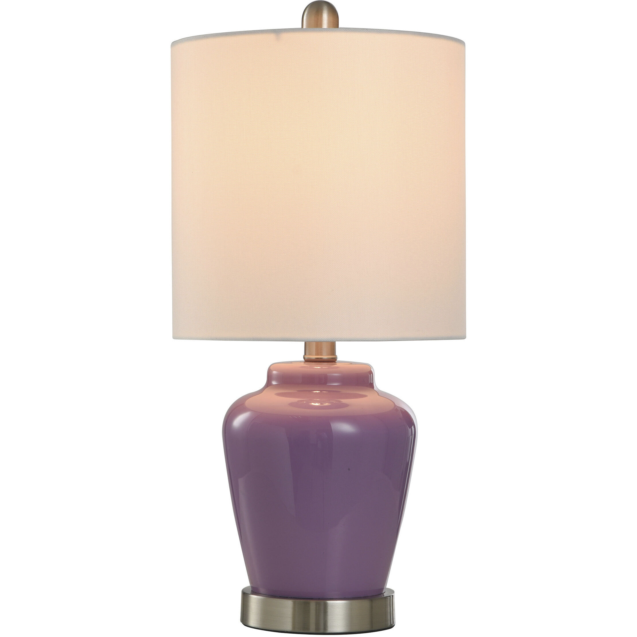 Glass 18.5 inch 40 watt Lilac and Brushed Steel and White Table Lamp Portable Light