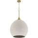 Keira 3 Light 20.5 inch Satin Brass Pendant Ceiling Light in White Rope