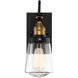 Macauley Outdoor Wall Lantern in Vintage Black with Warm Brass