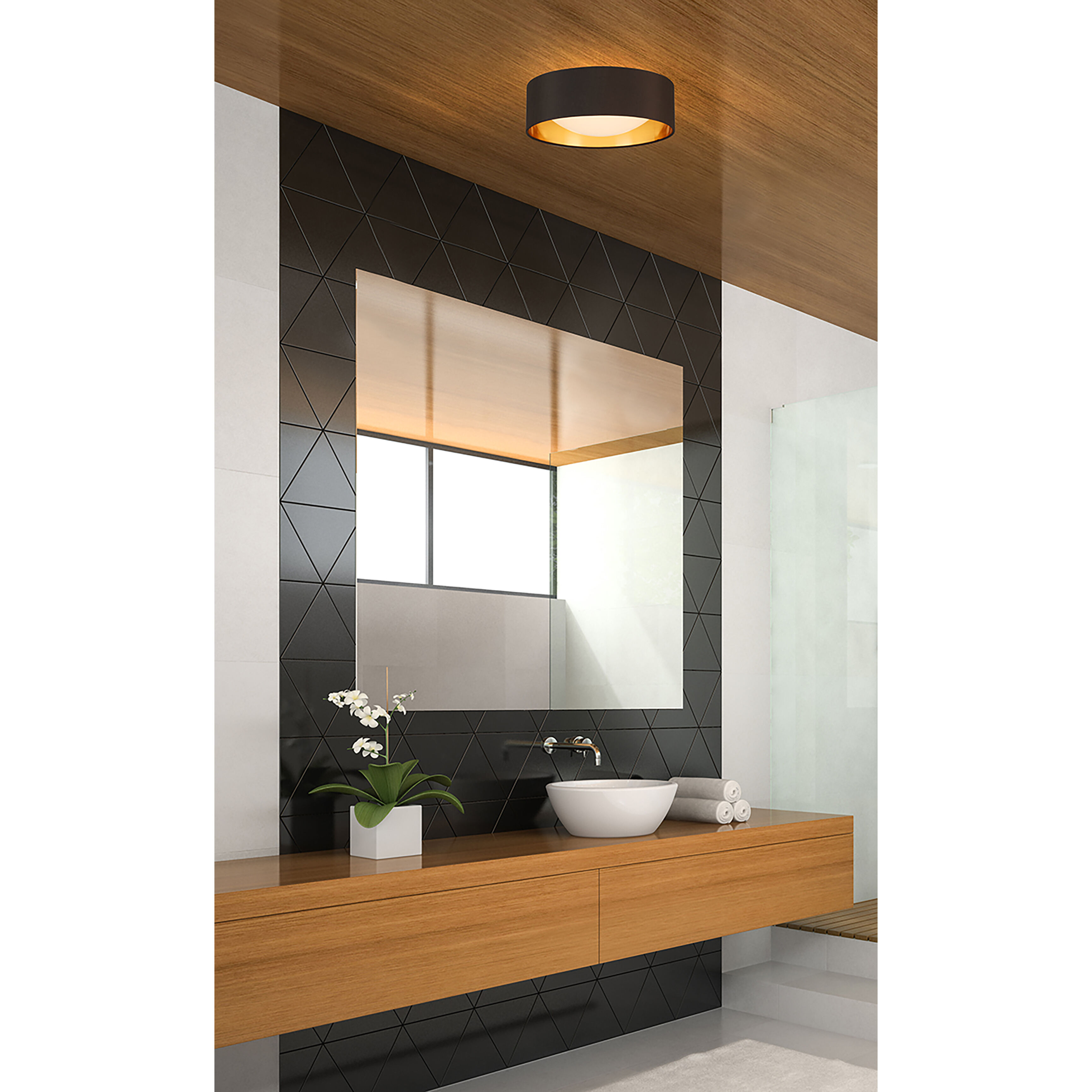 Orme LED 12.4 inch Black/Gold Flush Mount Ceiling Light