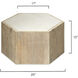 Argan 20 X 17 inch Natural Wood & White Marble Table, Hexagon