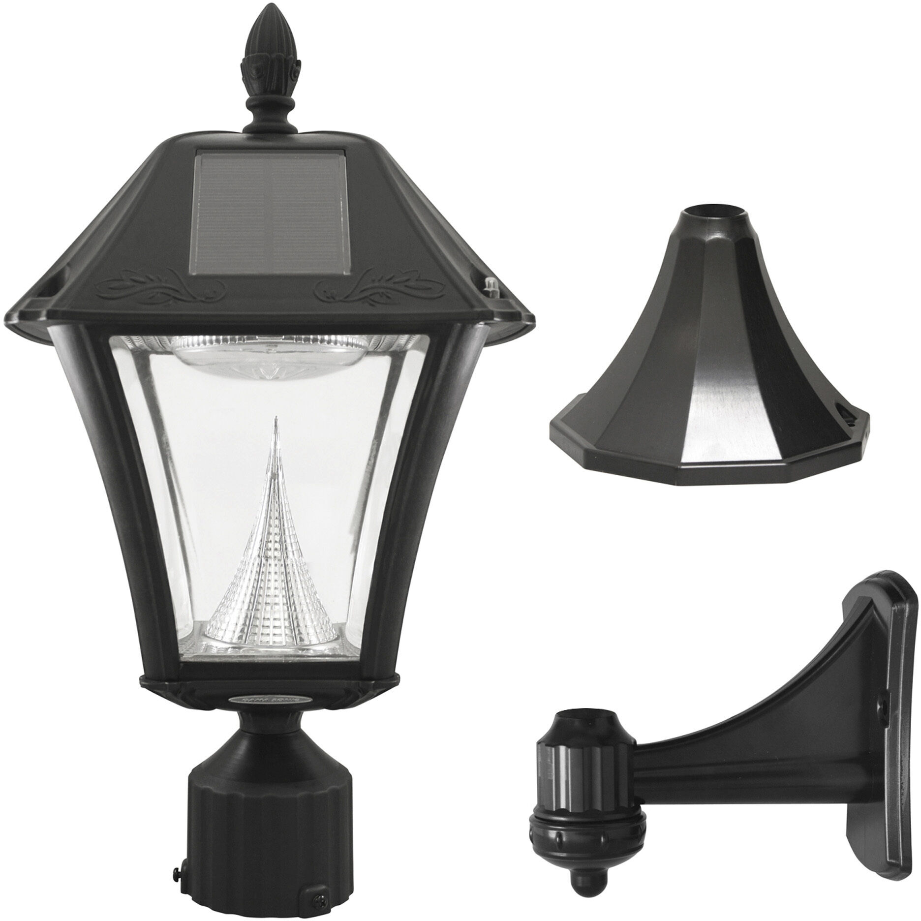 Baytown II 1 Light 19 inch Black Outdoor Post Light, Solar