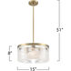 Skye 3 Light 15 inch Brushed Brass Pendant Ceiling Light