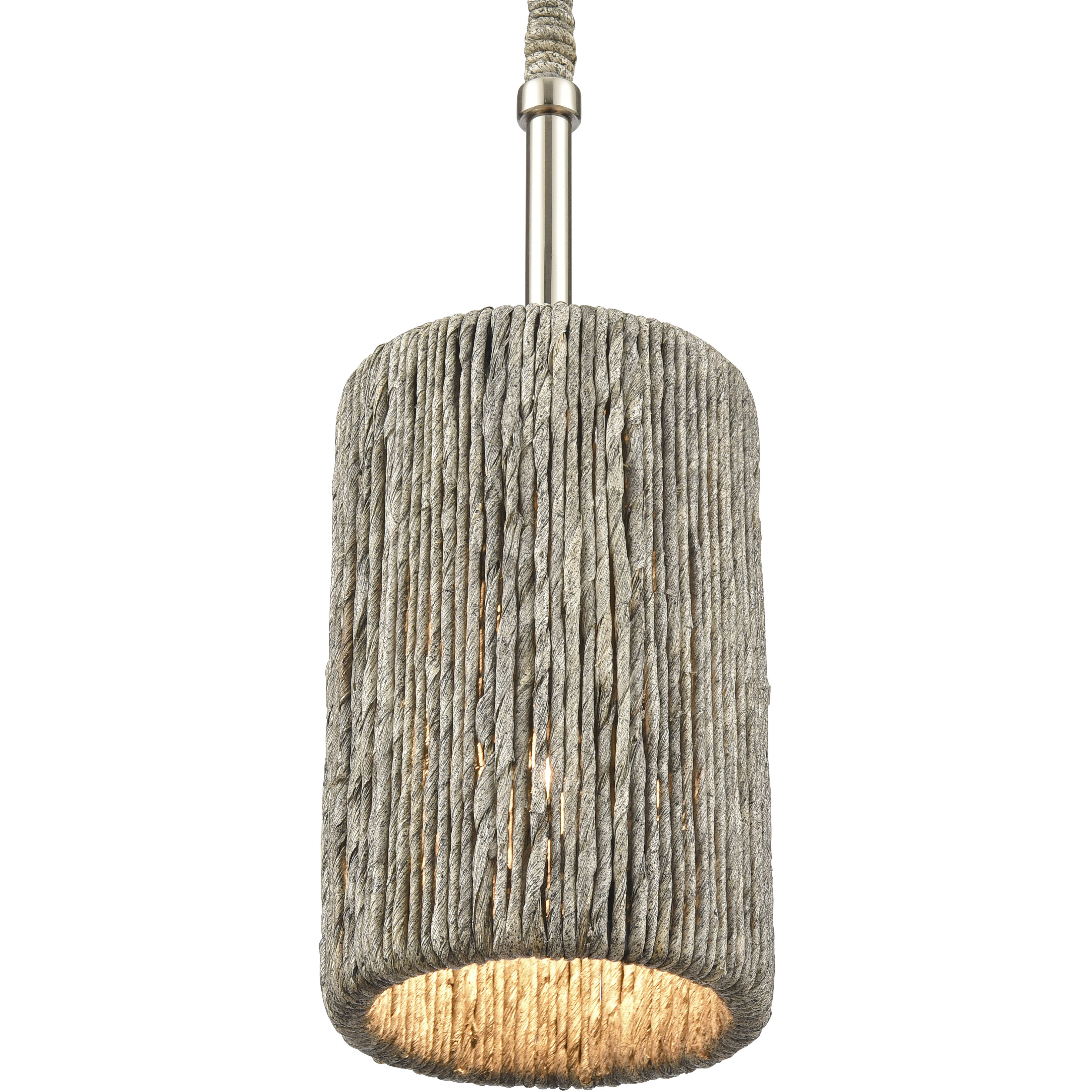 Abaca 1 Light 5.25 inch Polished Nickel with Gray Mini Pendant Ceiling Light