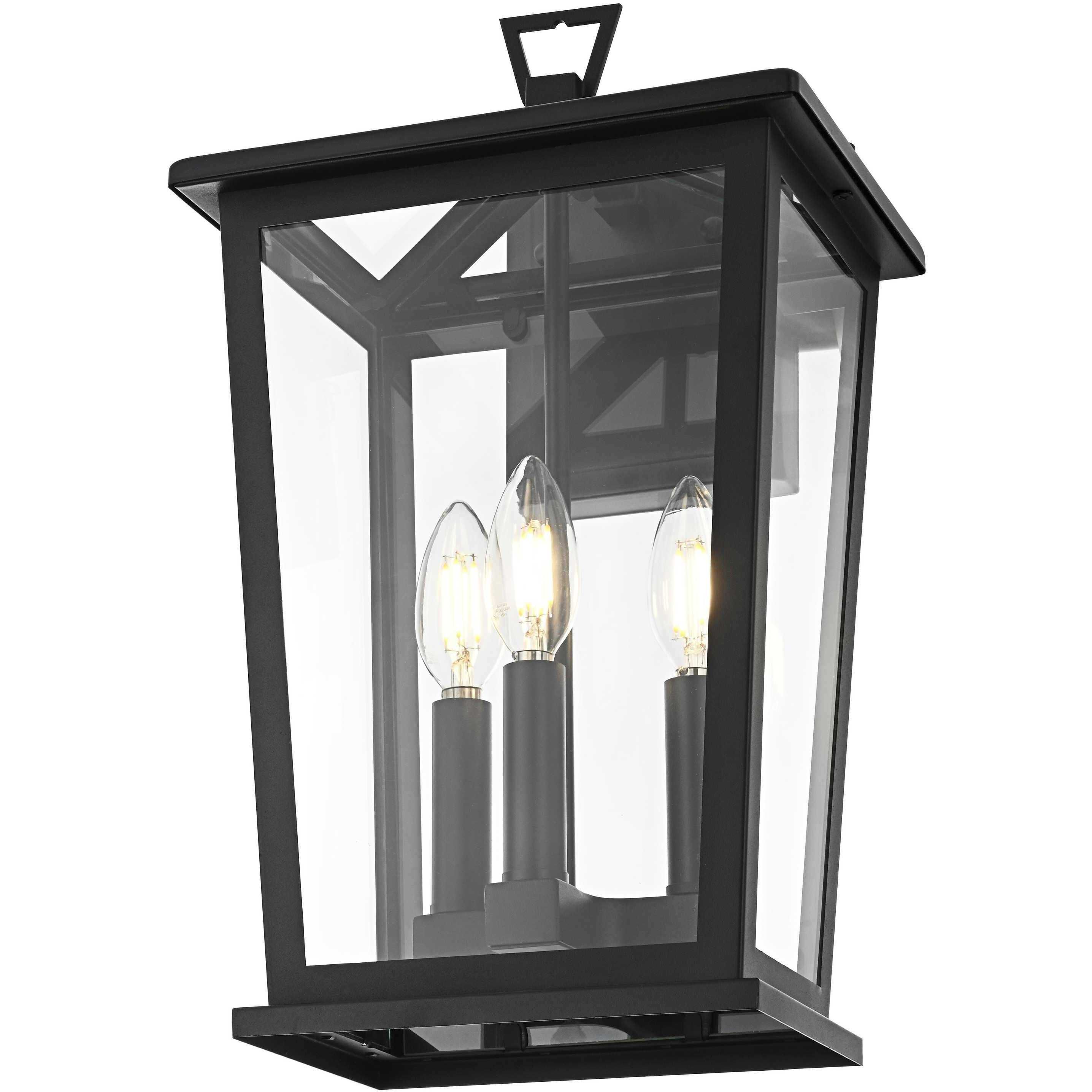 Berks 3 Light 16 inch Black Outdoor Wall Sconce