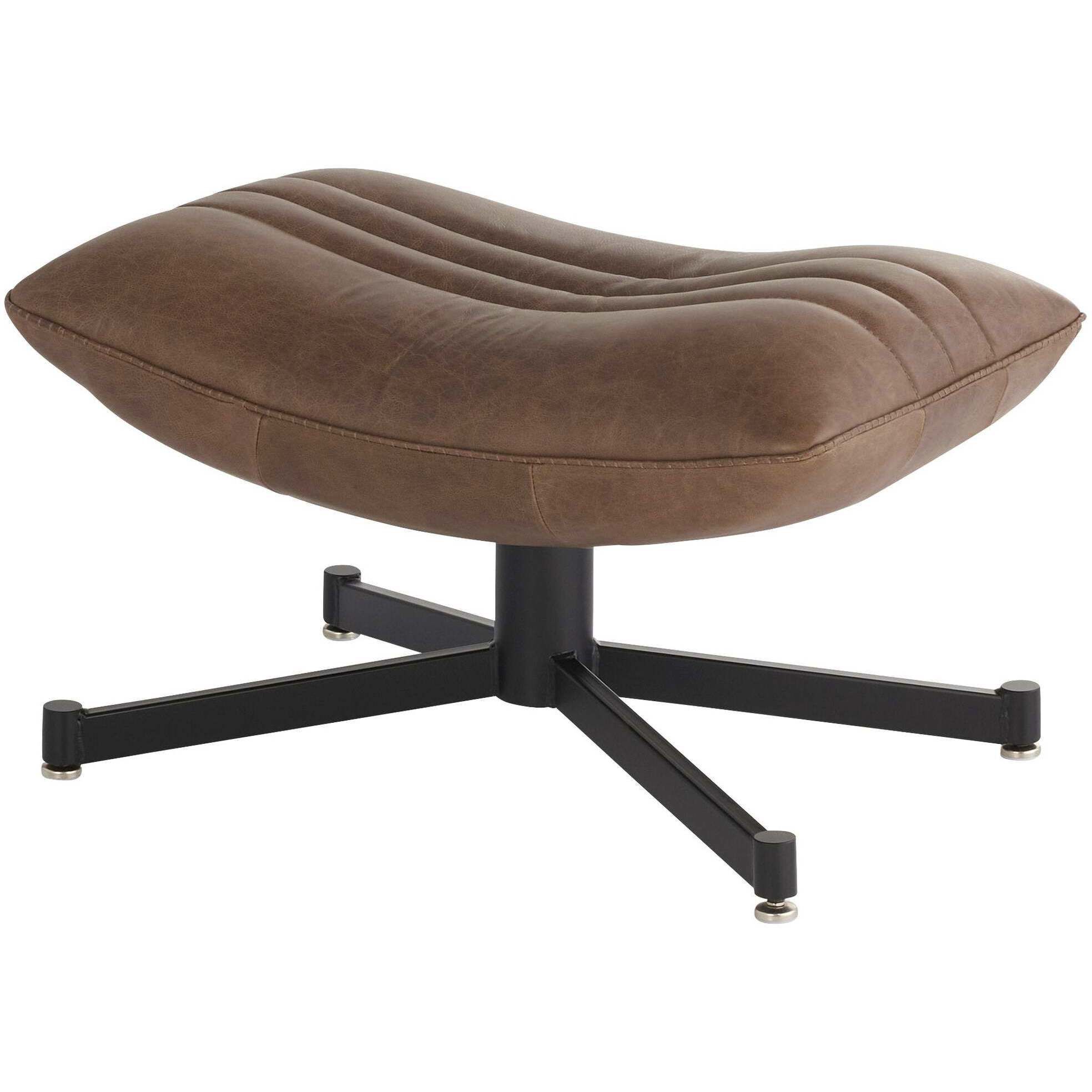 Eduarda 16.5 inch Medium Brown Distressed Leather Ottoman