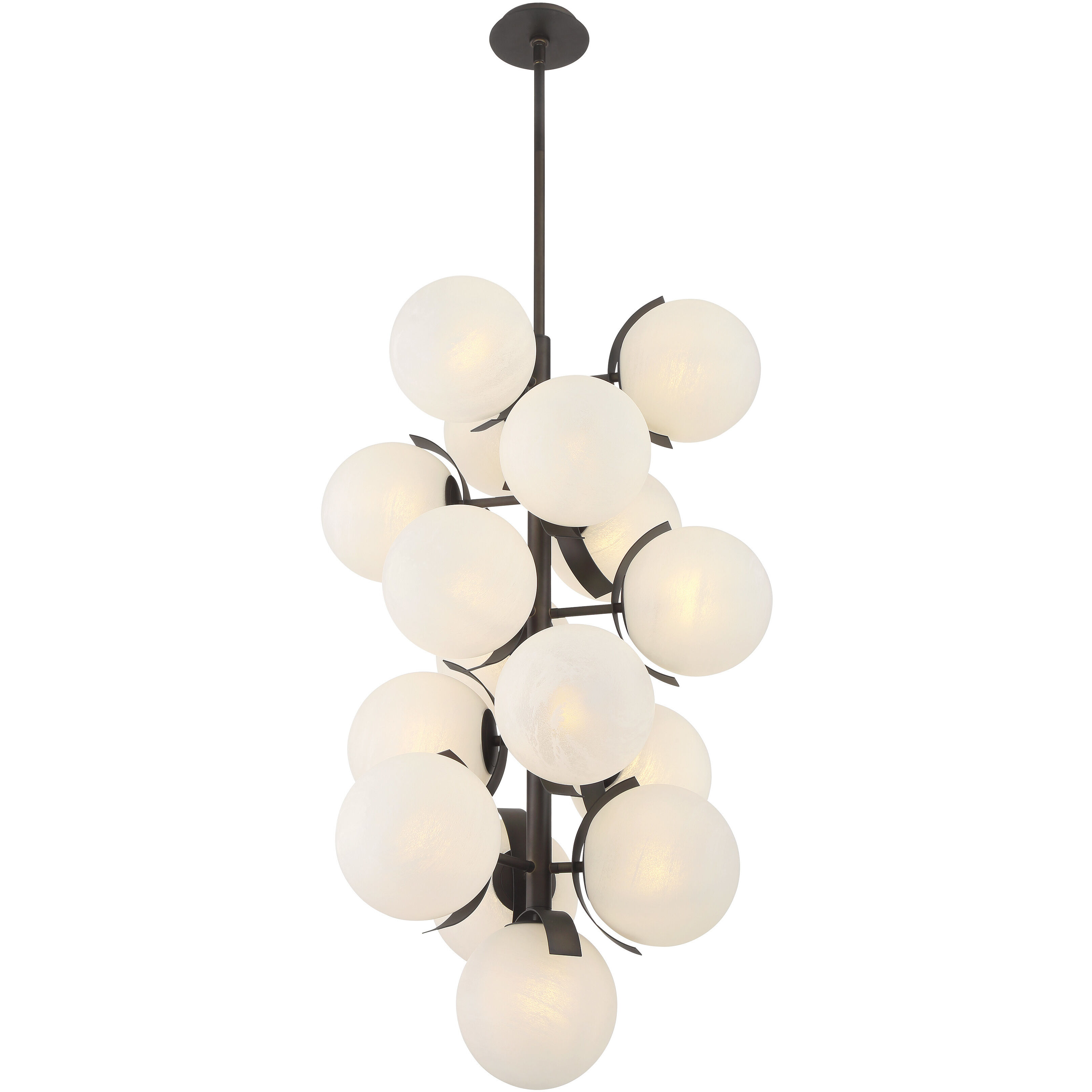 Vino 16 Light 24.75 inch Dark Bronze Pendant Ceiling Light in White Etched Alabaster Glass