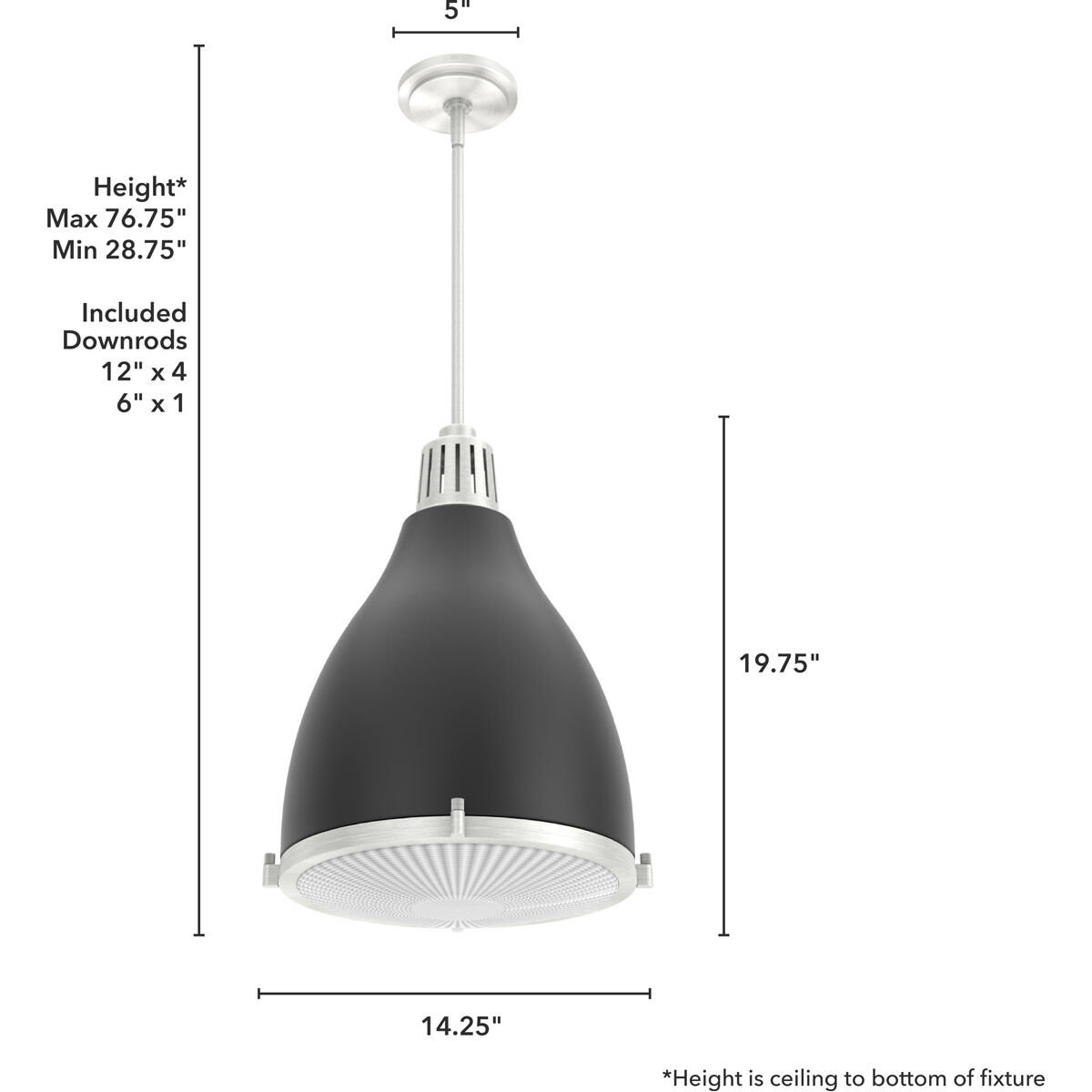 Bluff View 3 Light 14.25 inch Flat Matte Black Pendant Ceiling Light