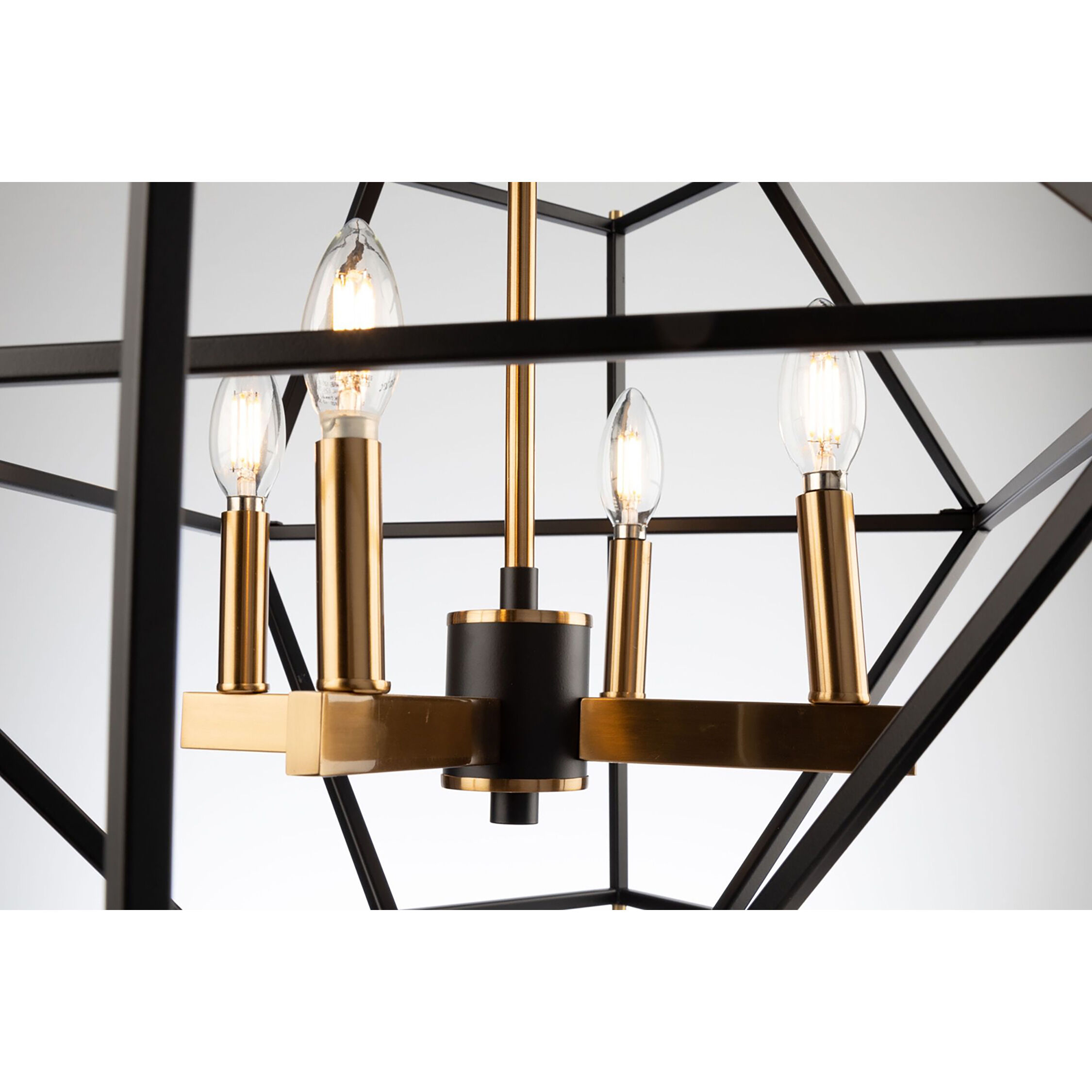 Roxton LED 25 inch Matte Black and Harvest Brass Chandelier Ceiling Light