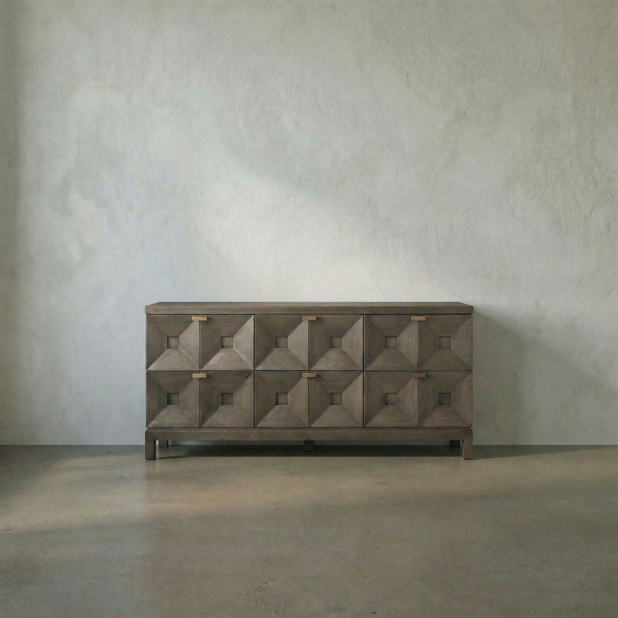 Musashi 72 X 22 inch Greige Walnut and Brass Console