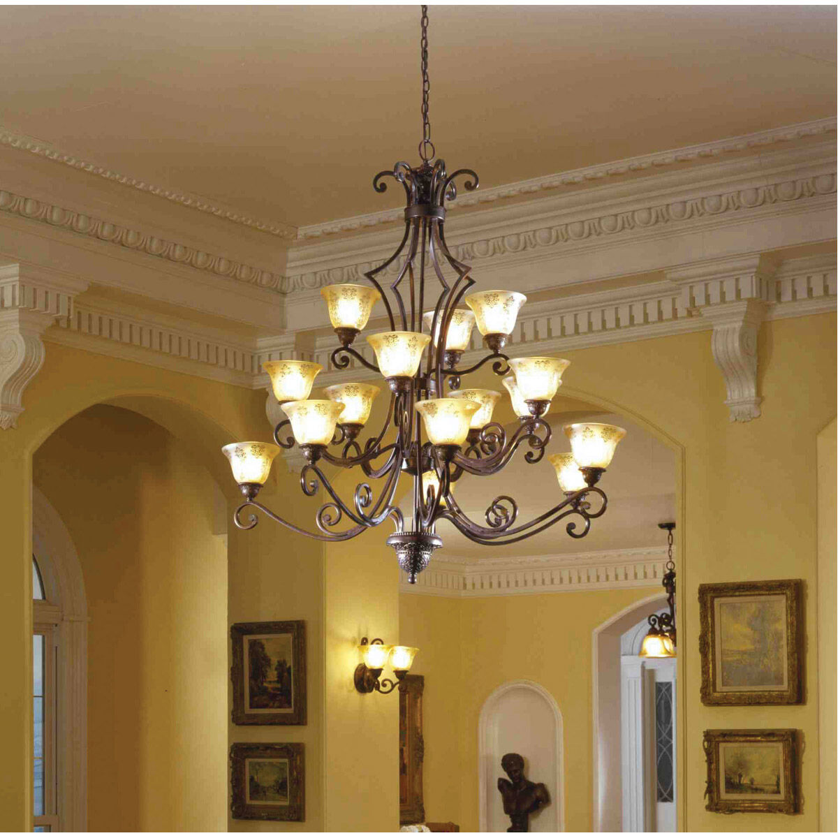 Symphony 15 Light 49 inch Oil Rubbed Bronze Multi-Tier Chandelier Ceiling Light