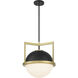 Carlysle 1 Light 15 inch Black with Warm Brass Accents Pendant Ceiling Light