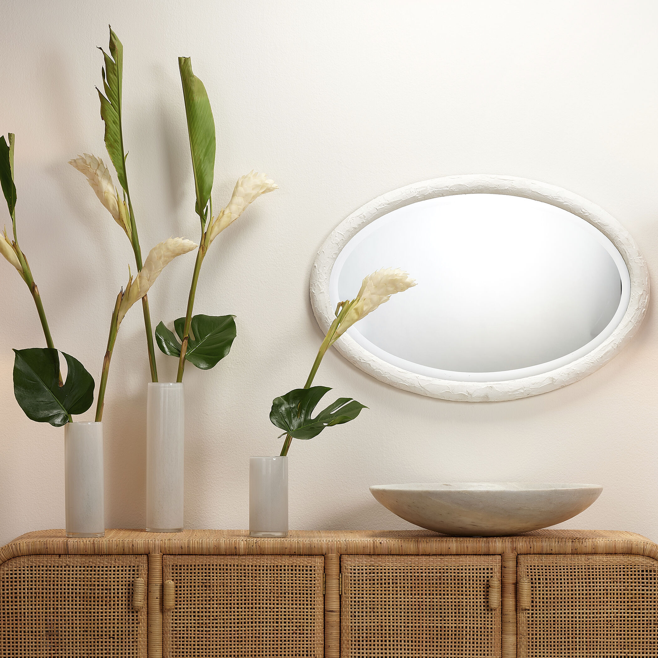 Ovation 36 X 24 inch Textured White Resin Wall Mirror