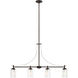 Elmwood Park 4 Light 40 inch Bronze Linear Chandelier Ceiling Light