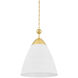 Bronson 1 Light 19.25 inch Aged Brass/White Plaster Pendant Ceiling Light