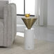 Top Hat 20 X 9 inch White Marble and Brushed Brass Drink Table