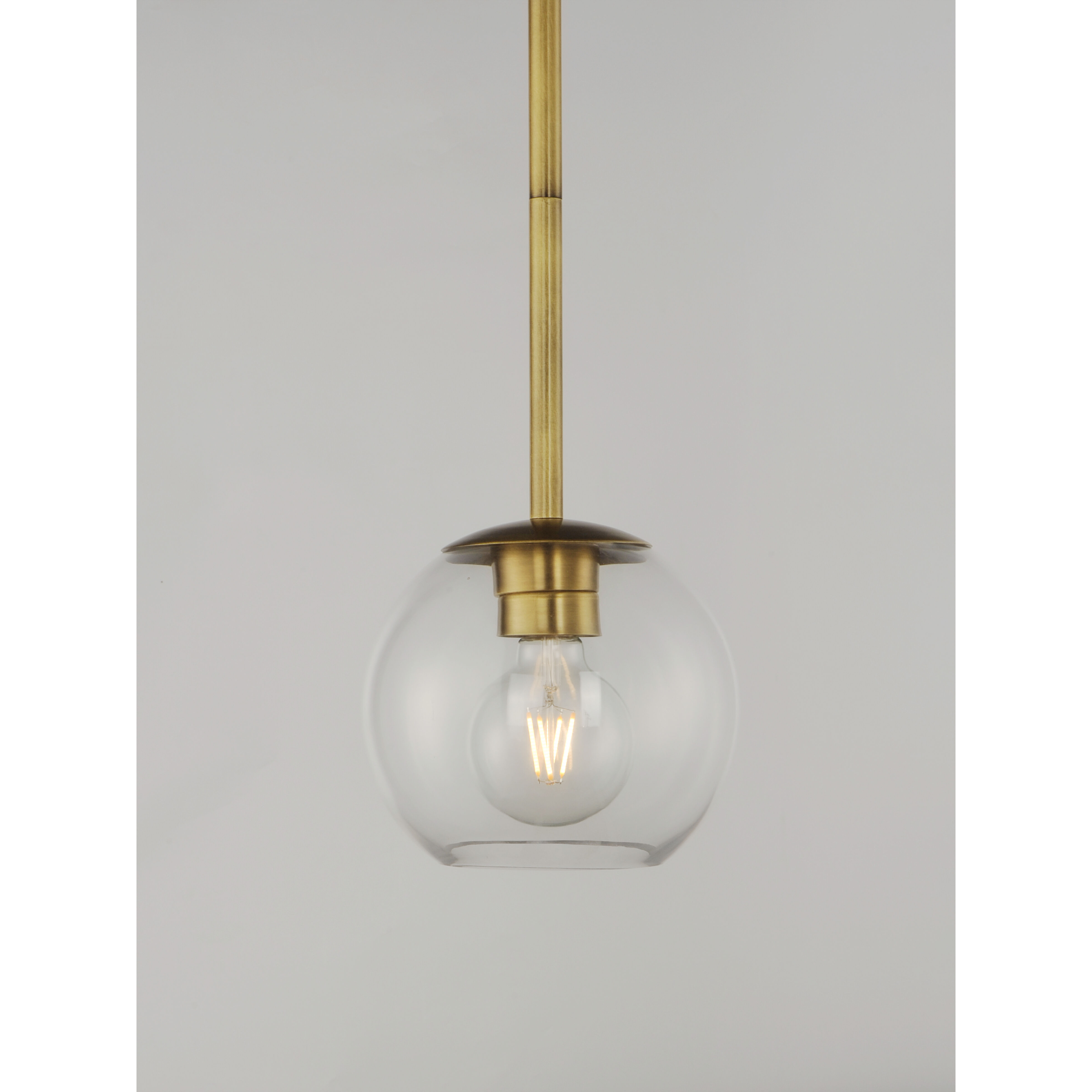 Branch 1 Light 11 inch Natural Aged Brass Single Pendant Ceiling Light
