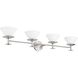 Tremolo 4 Light 42 inch Brushed Nickel and Polished Nickel Vanity Light Wall Light