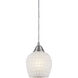 Fusion 1 Light 5 inch Satin Nickel Mini Pendant Ceiling Light in White Mosaic Glass