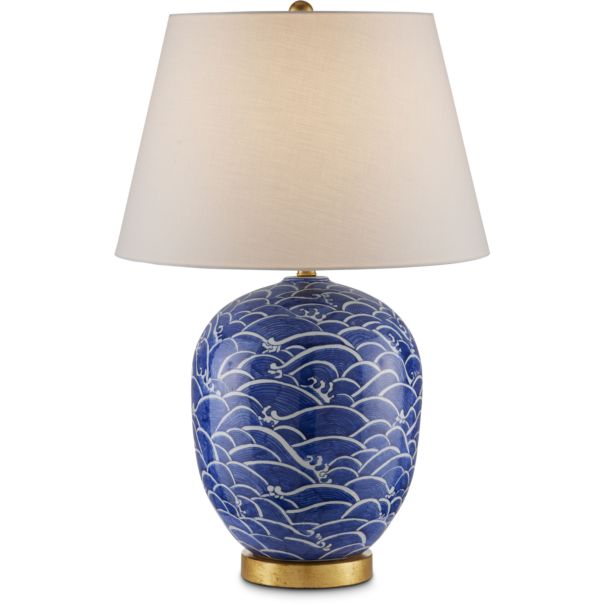 Nami 31 inch 150 watt Blue and White with Gold Leaf Table Lamp Portable Light