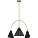 Kelly by Kelly Wearstler Cambre 3 Light 32.38 inch Midnight Black and Burnished Brass Chandelier Ceiling Light in Midnight Black / Burnished Brass