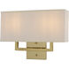 Glenview 2 Light 15 inch Satin Brass ADA Wall Light