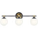 Benno 3 Light 24.5 inch Black and Champagne Bronze Bath Bracket Wall Light, 3 Arm