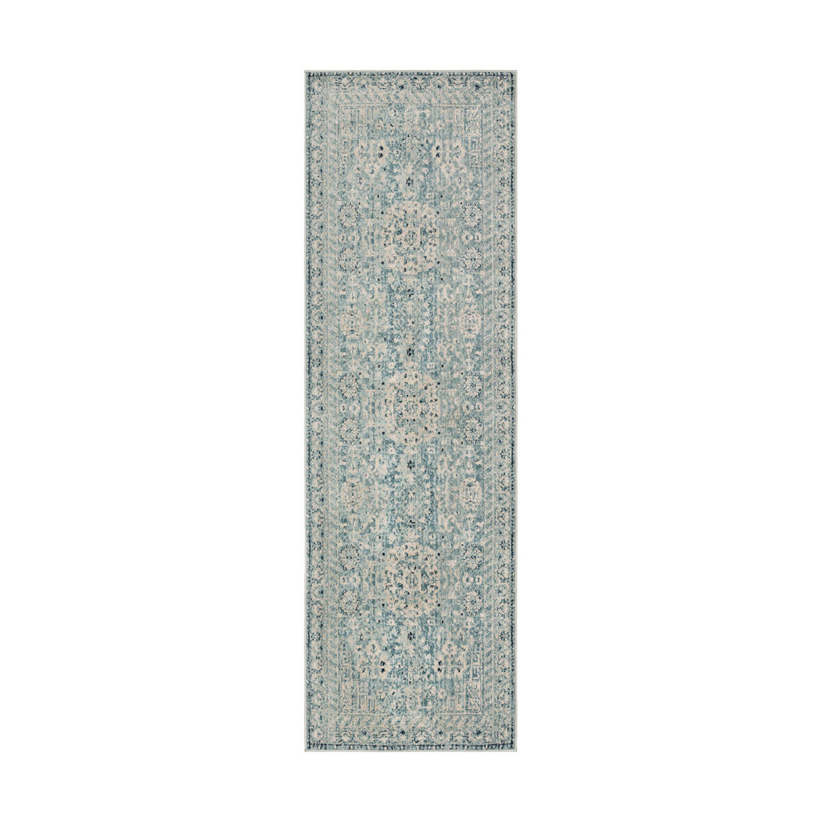 Isaac 94 X 30 inch Medium Gray/Ivory/Teal/Navy Rugs, Runner