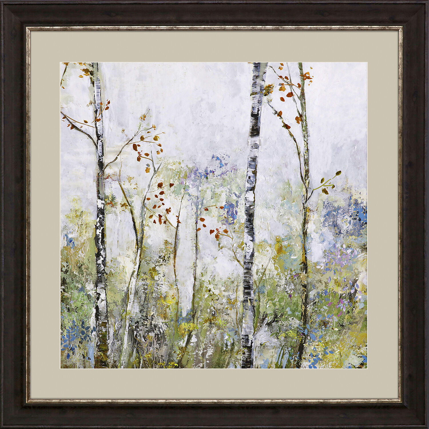 Birch Forest Green and Blue and Multi and Neutral Framed Art