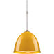 Classic 1 Light 9.6 inch Matte Chrome Large Pendant Ceiling Light in Canary Yellow