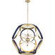 Domain 8 Light 30 inch Blue and Aged Brass Pendant Ceiling Light