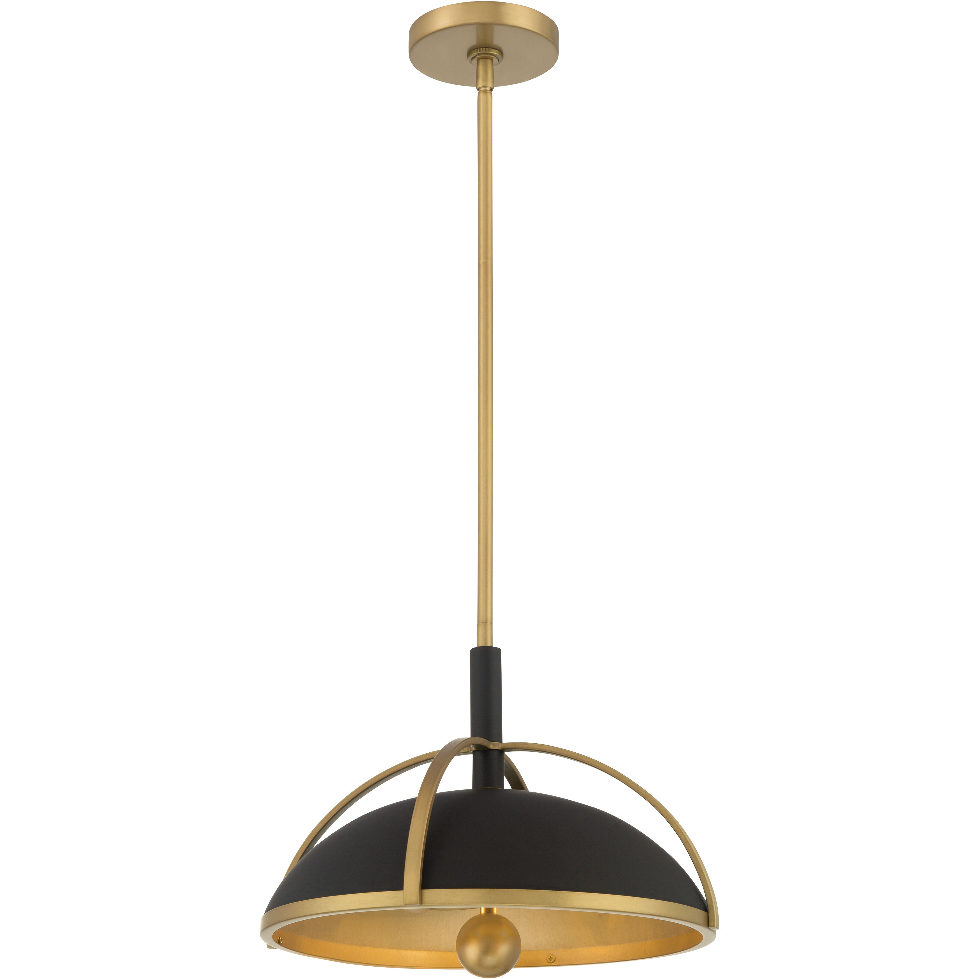 Yorkshire 2 Light 14 inch Dark Matte Black and Legacy Brass Pendant Ceiling Light