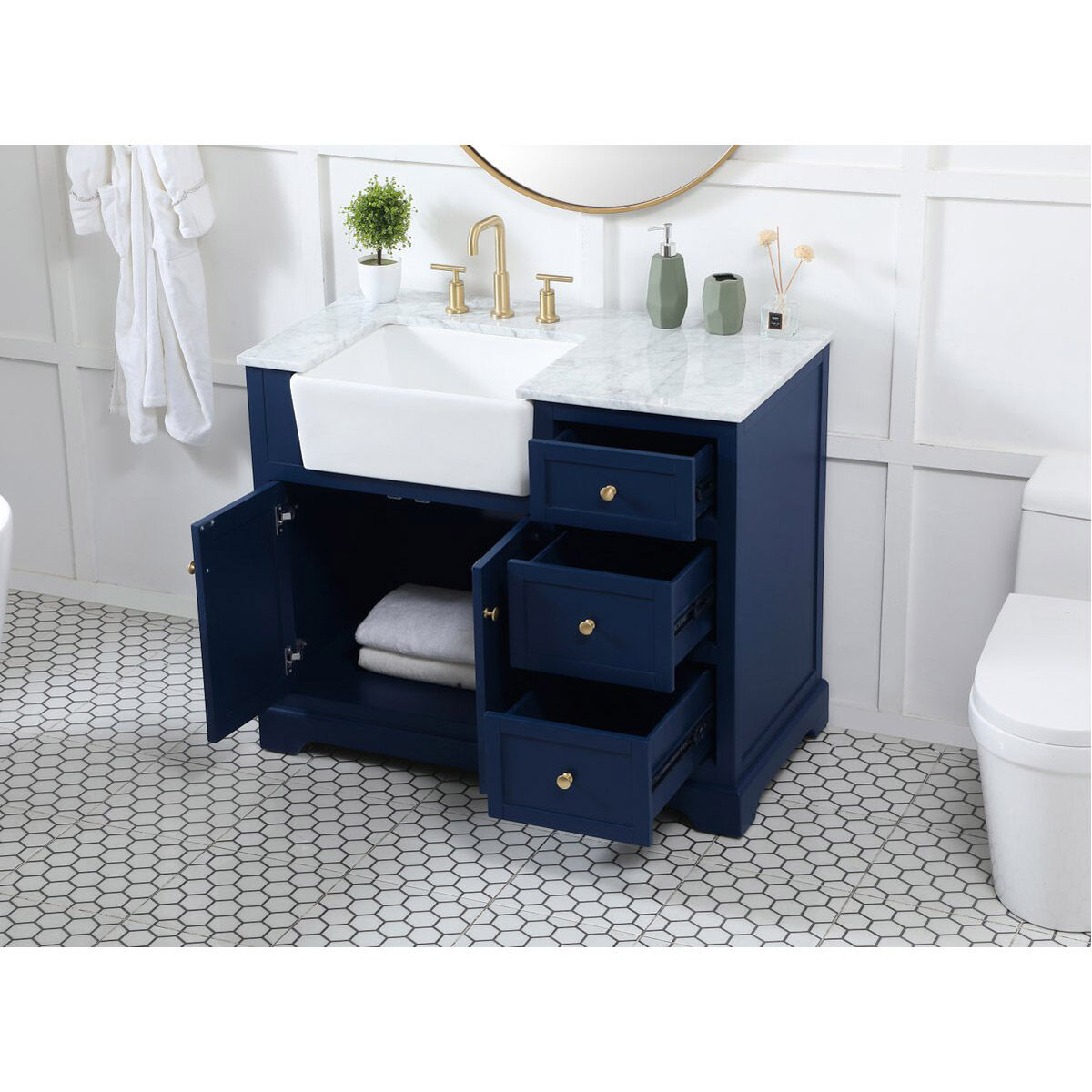 Franklin 42 X 22 X 35 inch Blue Bathroom Vanity Cabinet