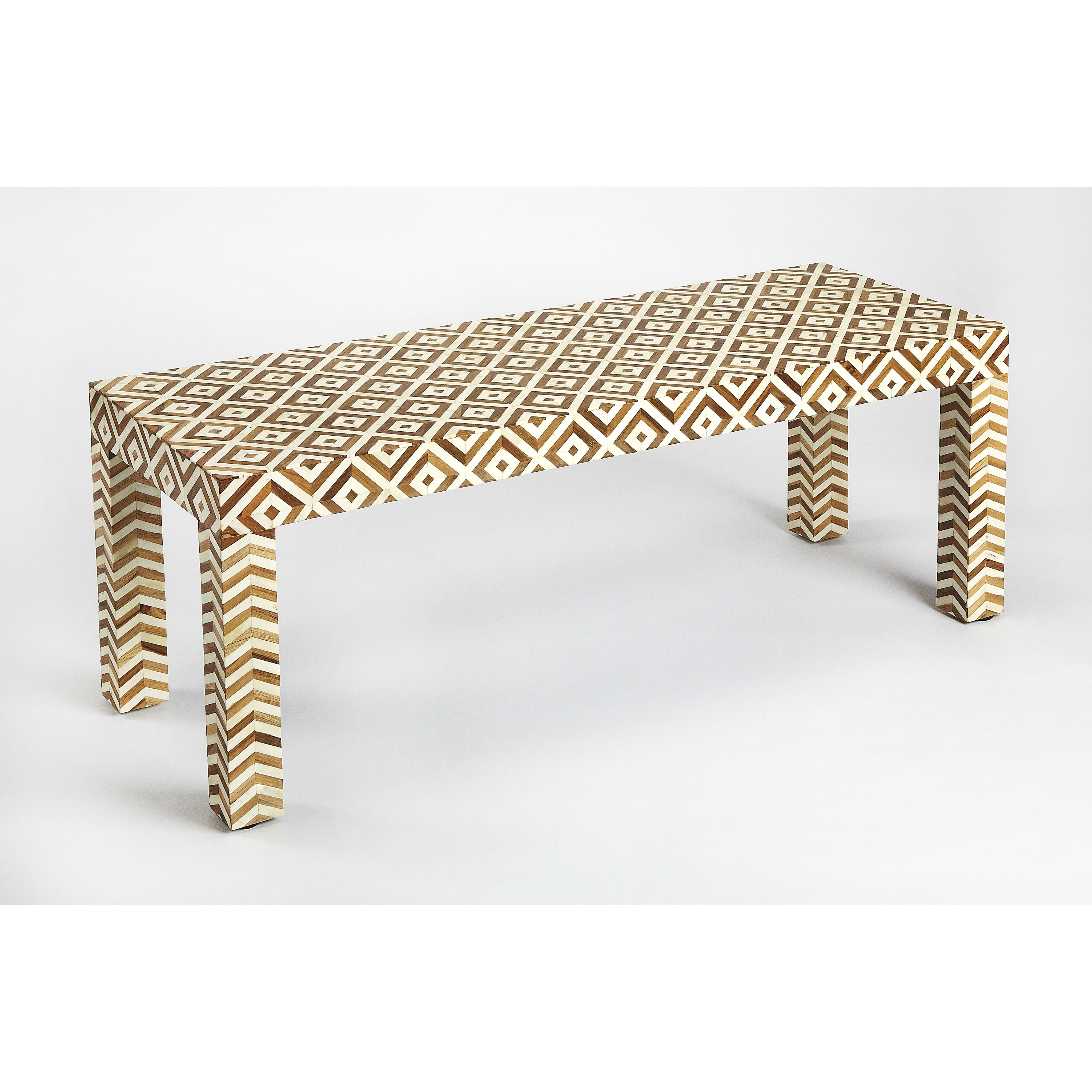 Bone Inlay Crispin  Wood & Bone Inlay Bench