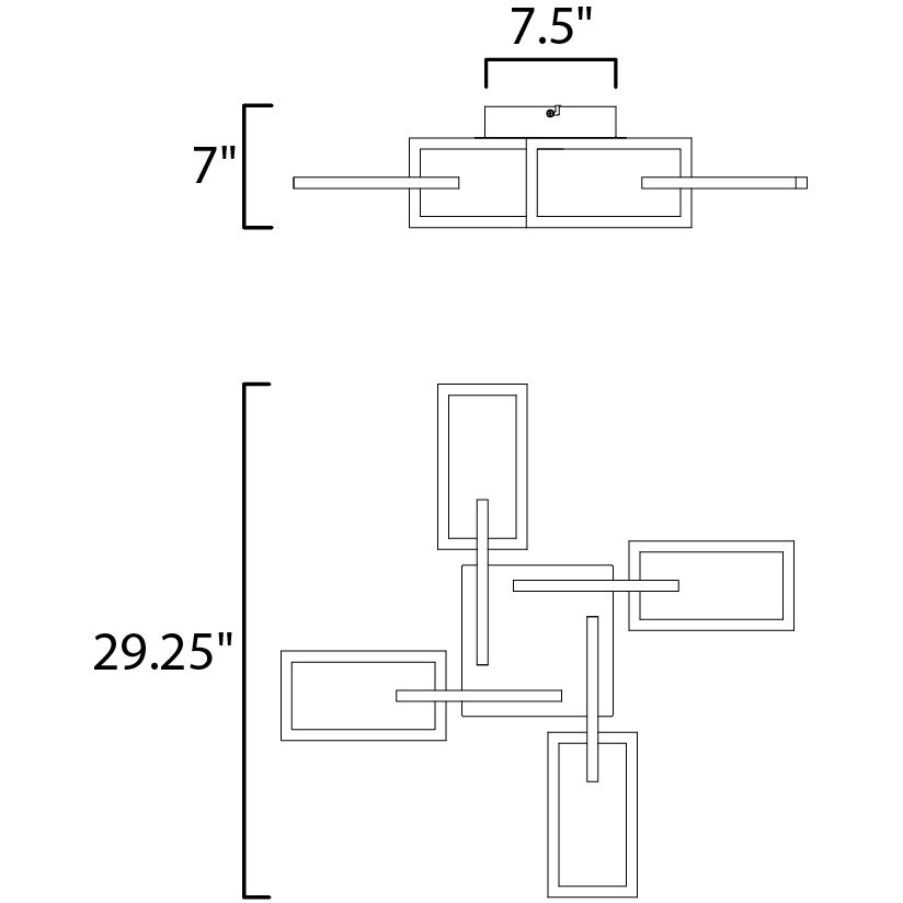 Link LED 29.25 inch Satin Nickel Flush Mount Chandelier Ceiling Light