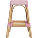Robias Rectangular Rattan 24.5" Counter Stool in White and Pink Dot