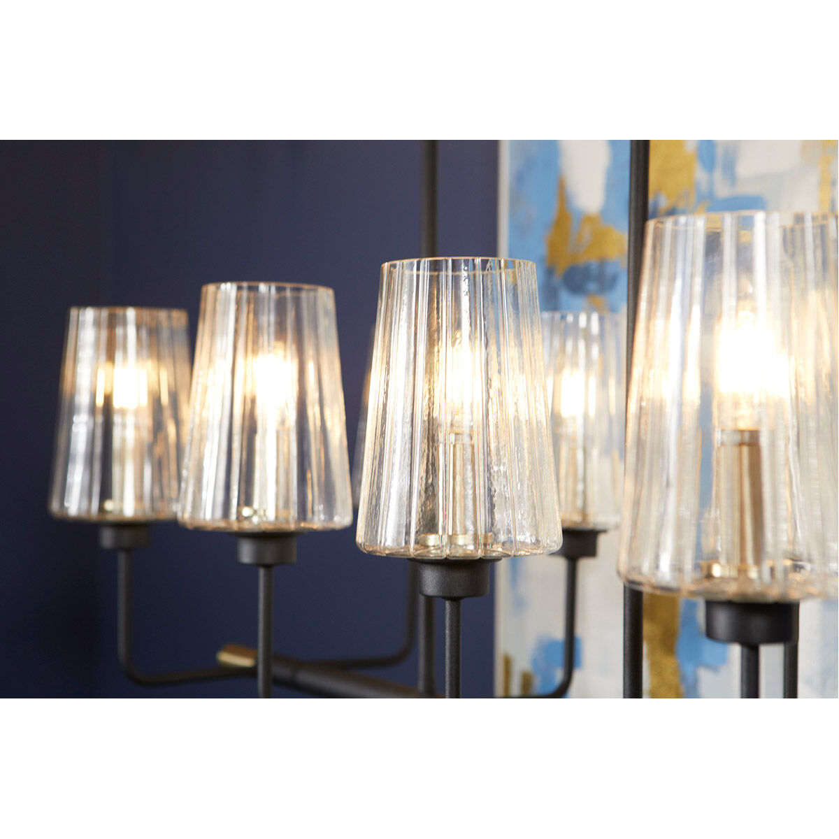 Dalia 8 Light 15 inch Noir with Aged Brass Chandelier Ceiling Light