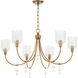 Meriam 6 Light 34.75 inch Brushed Brass Chandelier Ceiling Light