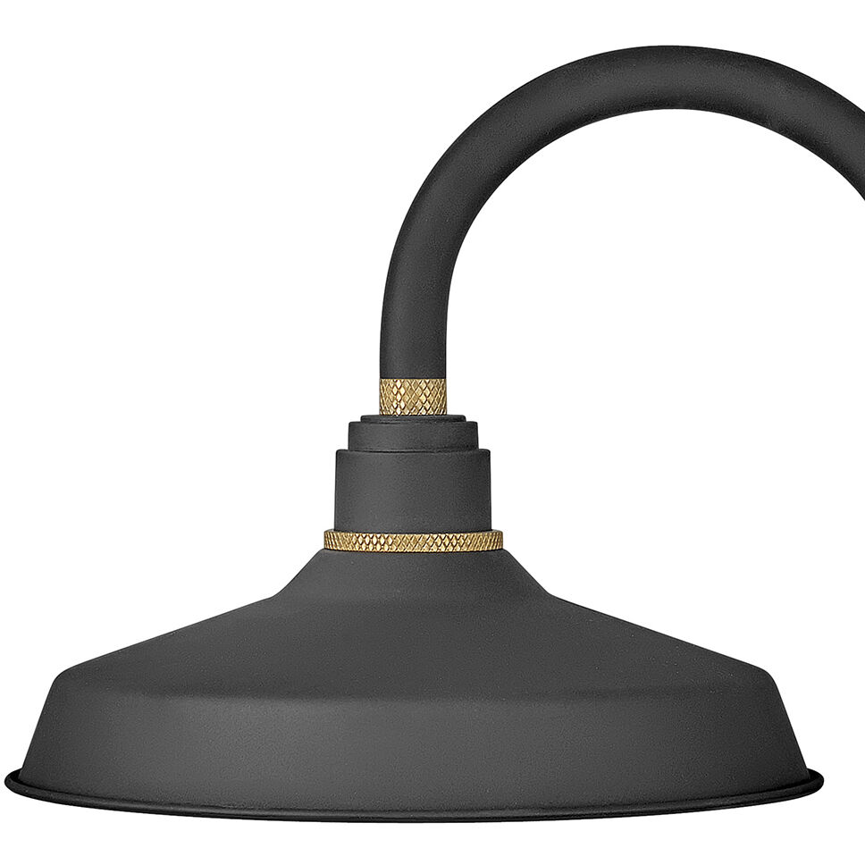 Foundry Classic Outdoor Barn Light in Textured Black, Gooseneck