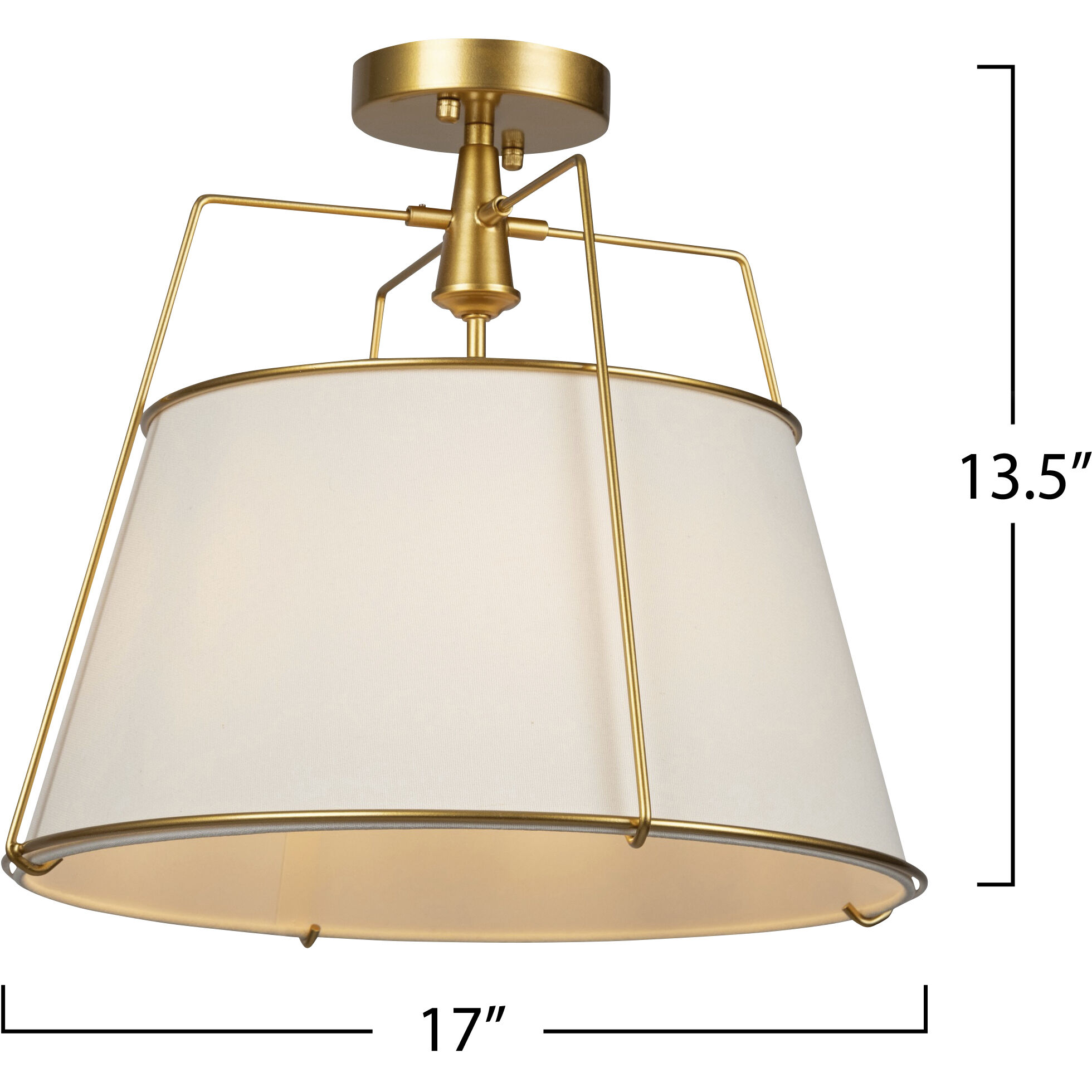 Pullman LED 17 inch Brass Semi-Flush Mount Ceiling Light
