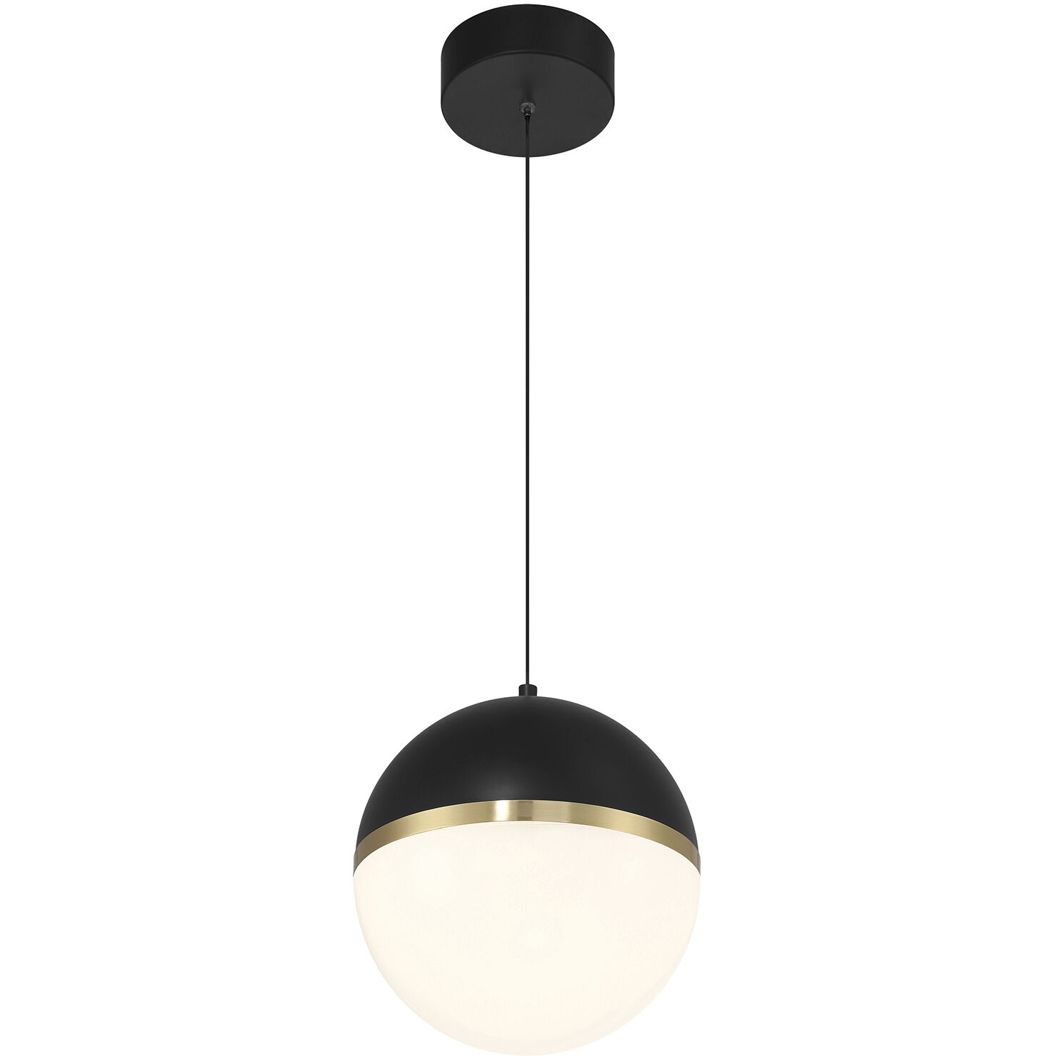 Unity LED 10 inch Black and Antique Brushed Brass and Opal Pendant Ceiling Light