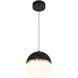 Unity LED 10 inch Black and Antique Brushed Brass and Opal Pendant Ceiling Light