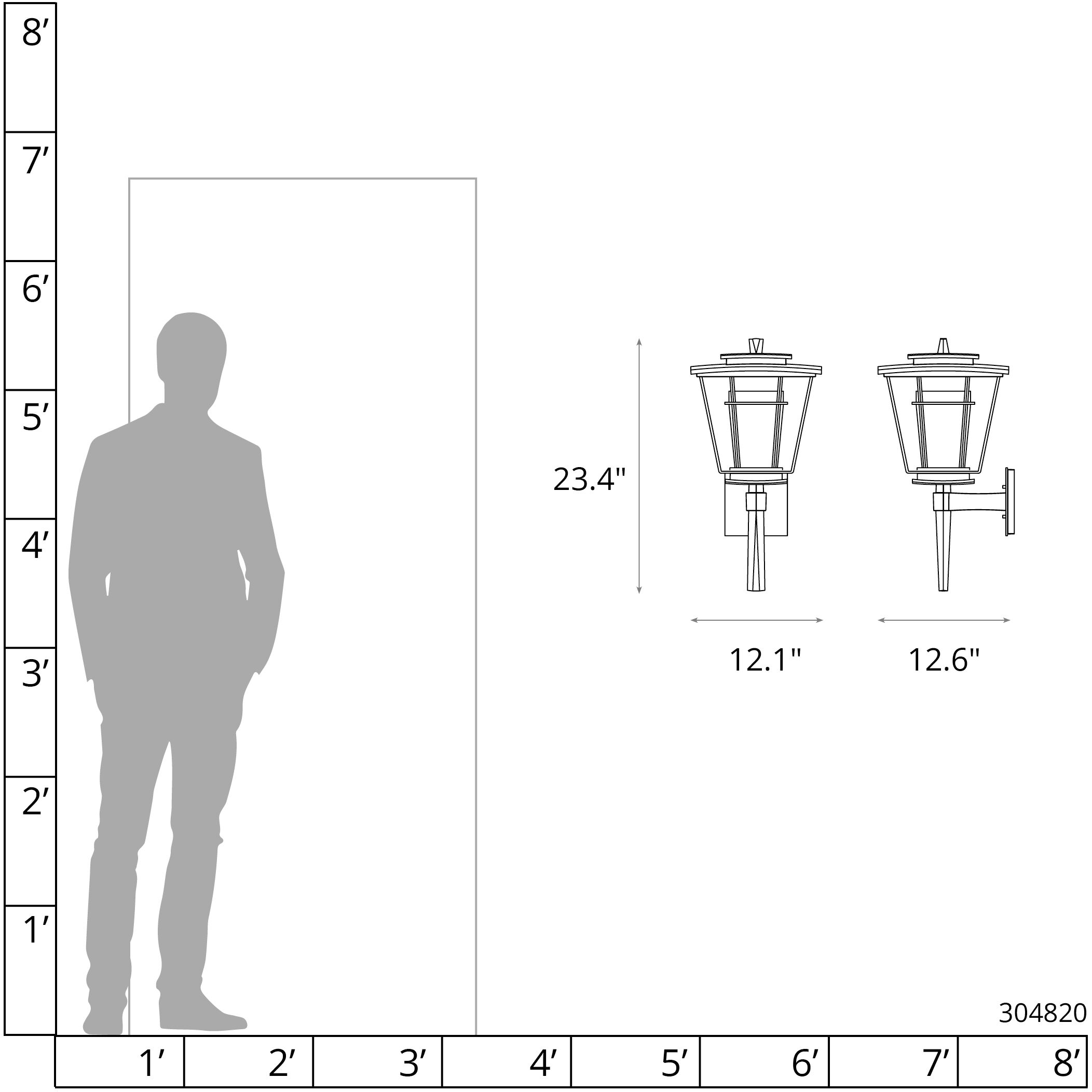 Beacon Hall 1 Light 23.4 inch Coastal Black Outdoor Sconce, Large