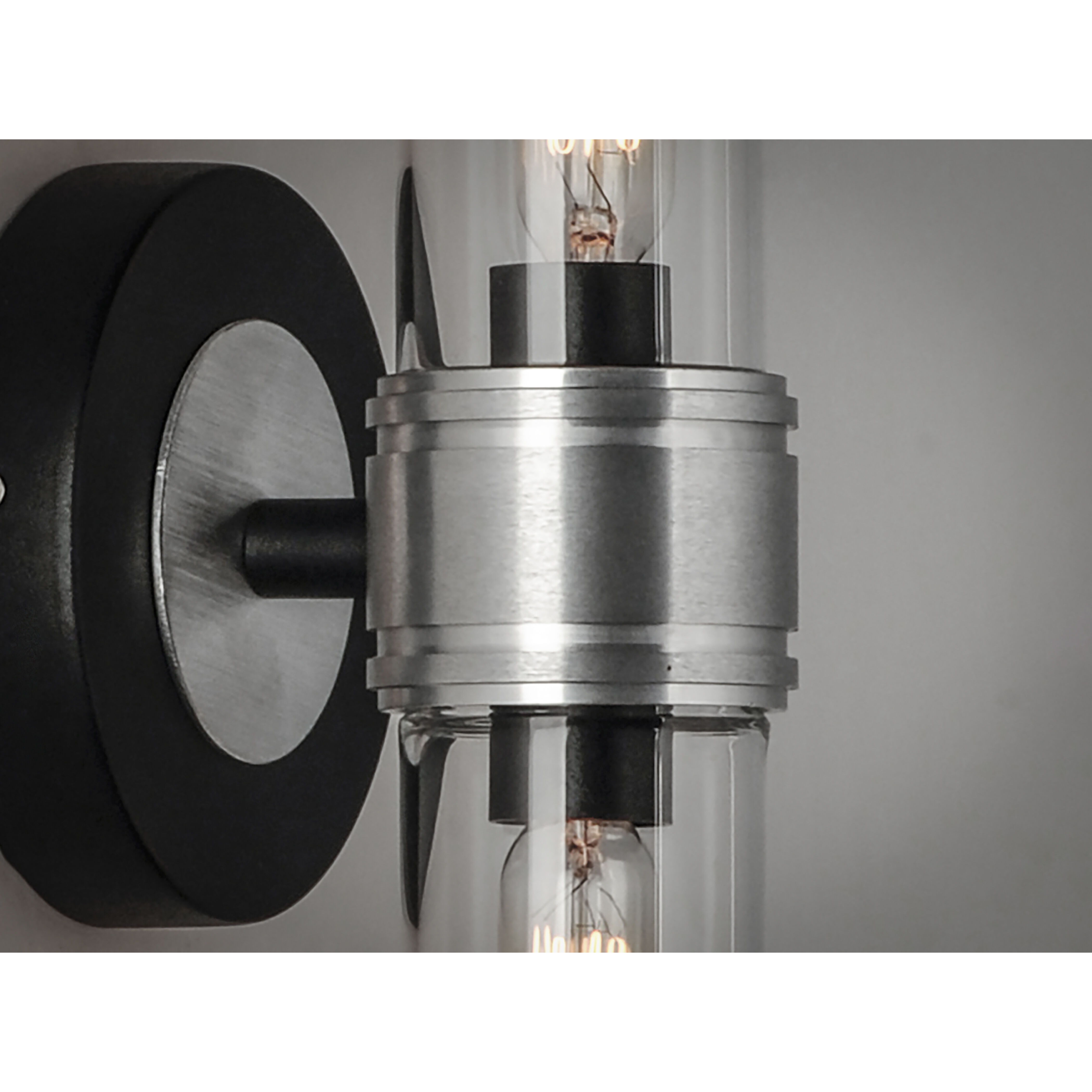 Dual 2 Light 4.75 inch Black/Brushed Aluminum Bath Vanity Wall Light