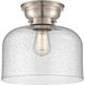 Aditi X-Large Bell 1 Light 12 inch Brushed Satin Nickel Flush Mount Ceiling Light in Seedy Glass, Aditi