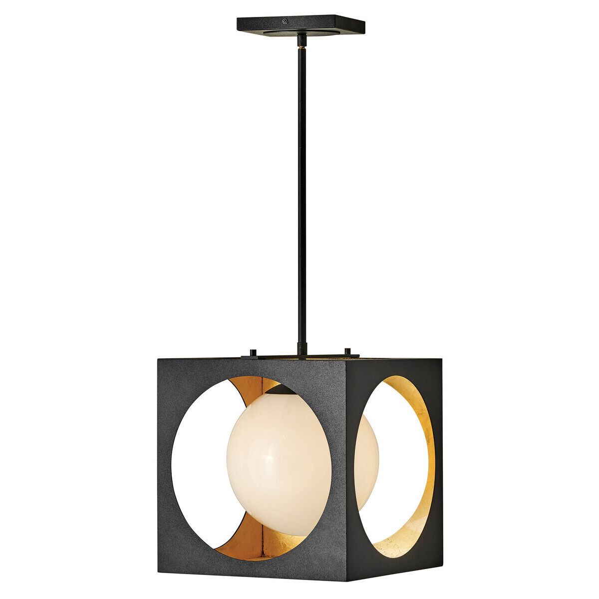 Vega 1 Light 13 inch Anvil Black/Gilded Gold Pendant Ceiling Light