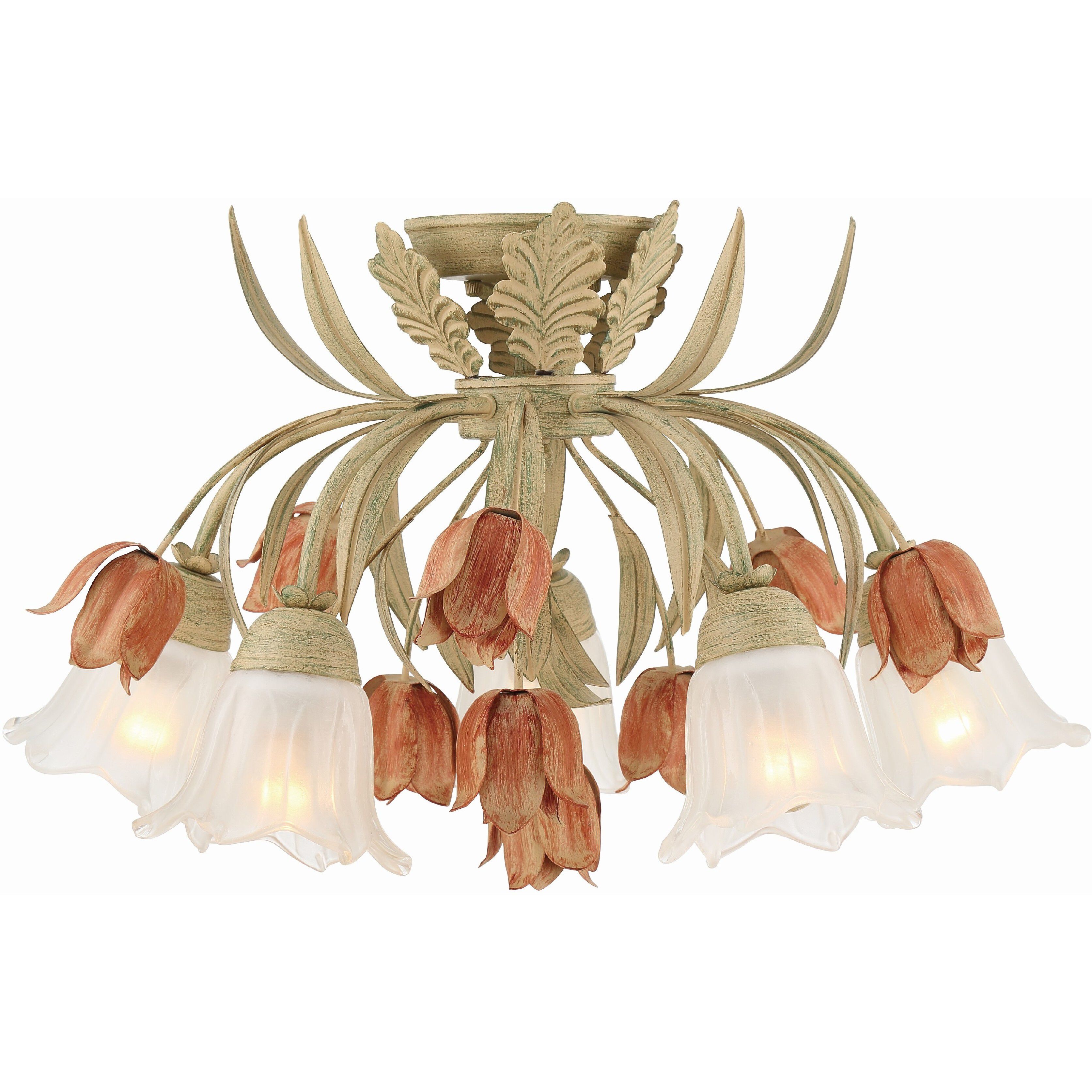 Southport 5 Light 22 inch Sage Rose Semi Flush Ceiling Light