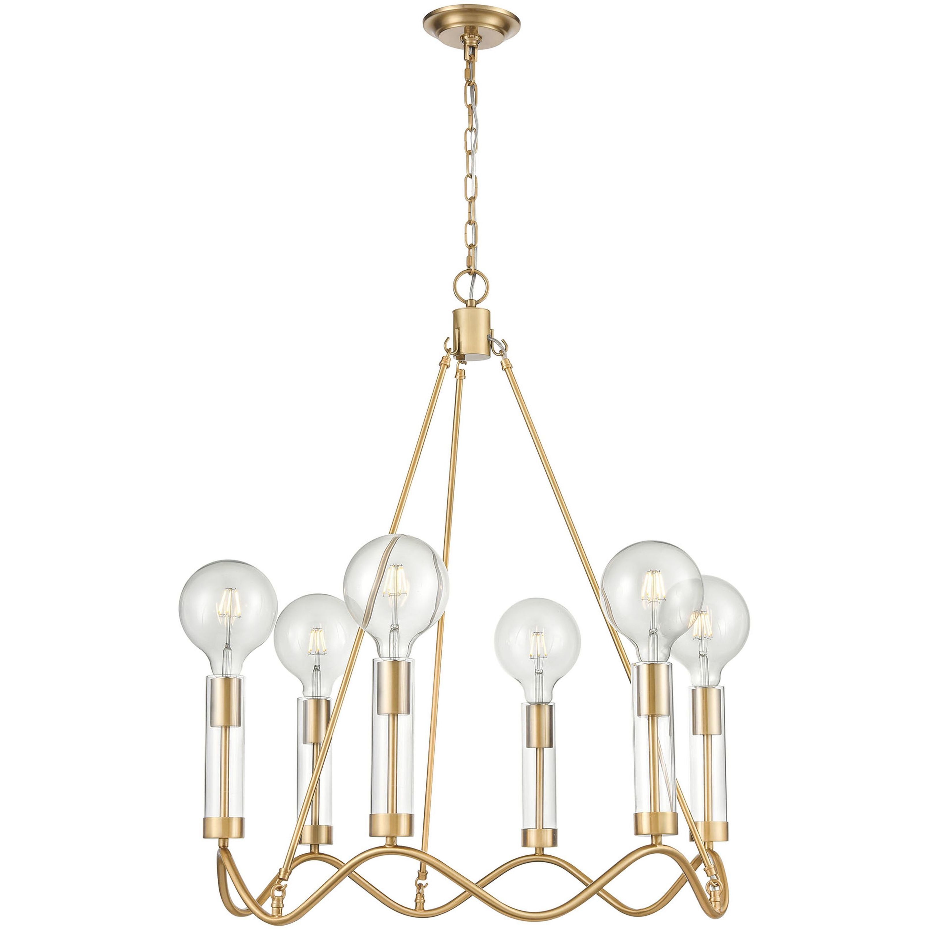 Celsius 6 Light 27 inch Satin Brass Chandelier Ceiling Light